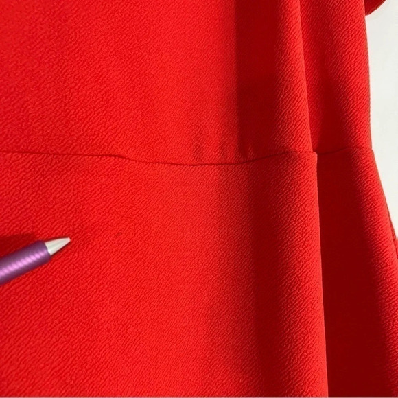 Fashion to Figure Coral Pink Orange Dress 2X V Neck Short Sleeves Ruched Side - Picture 5 of 7